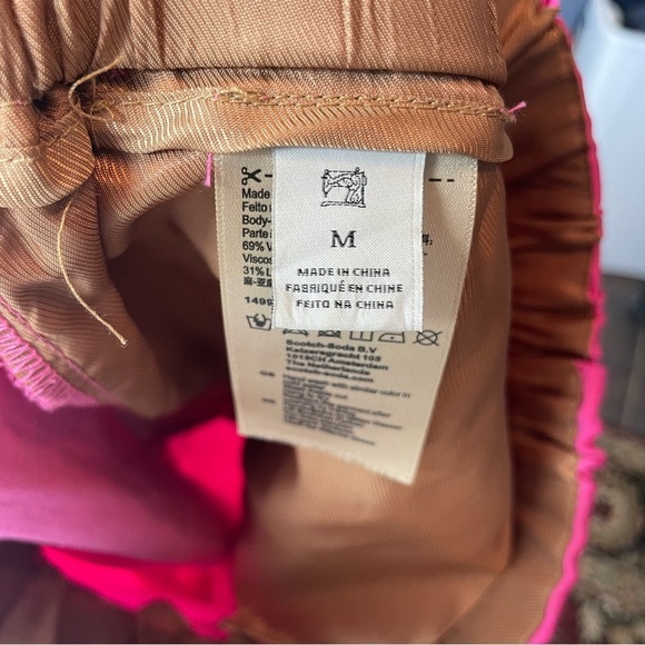 Scotch & Soda maison scotch 'Palm Cove' Pink tapered trousers drawstring Sz M - Picture 9 of 11